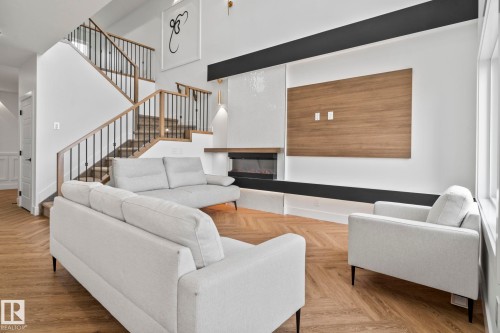 2904 1 Avenue, Edmonton, AB - Indoor Photo Showing Living Room With Fireplace