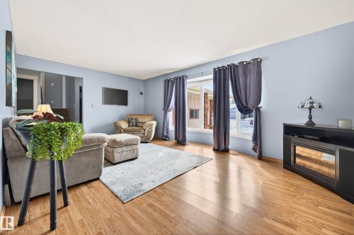 4112 30 Avenue, Edmonton, AB - Indoor Photo Showing Living Room With Fireplace