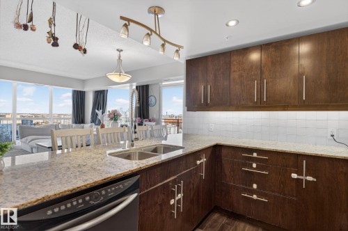 1404 10046 117 Street, Edmonton, AB - Indoor Photo Showing Kitchen With Double Sink