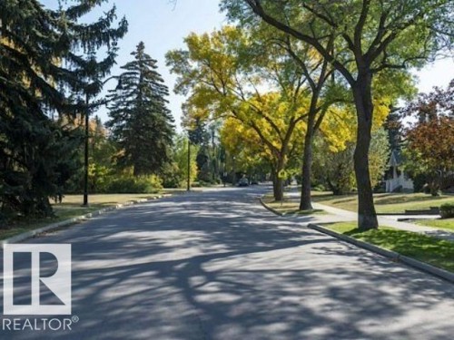 Tree-lined street with mature trees and sidewalks - 14631 Summit Drive, Edmonton, AB - Outdoor With View