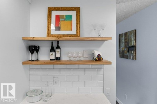 two wooden decorative floating shelves - 91 Hearthstone, Edmonton, AB - Indoor