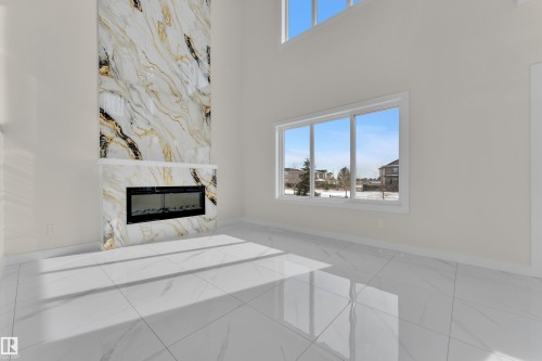 12619 44 Street, Edmonton, AB - Indoor Photo Showing Living Room With Fireplace