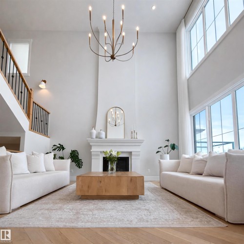 20320 29 Avenue Nw, Edmonton, AB - Indoor Photo Showing Living Room With Fireplace