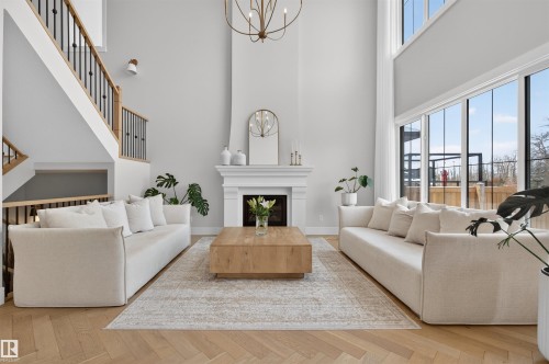 20320 29 Avenue Nw, Edmonton, AB - Indoor Photo Showing Living Room With Fireplace