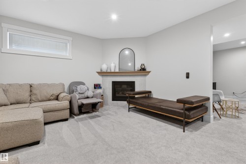 20320 29 Avenue Nw, Edmonton, AB - Indoor Photo Showing Living Room With Fireplace