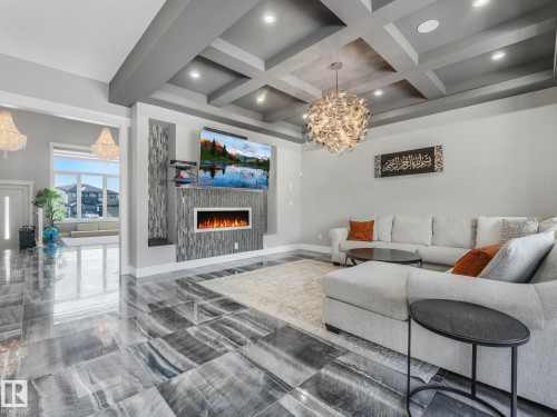 1012 148 Avenue, Edmonton, AB - Indoor Photo Showing Living Room With Fireplace