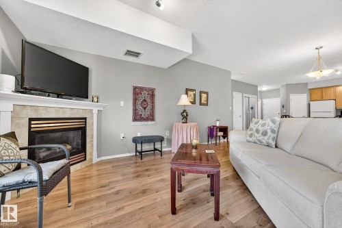 411 1320 Rutherford Road, Edmonton, AB - Indoor Photo Showing Living Room With Fireplace