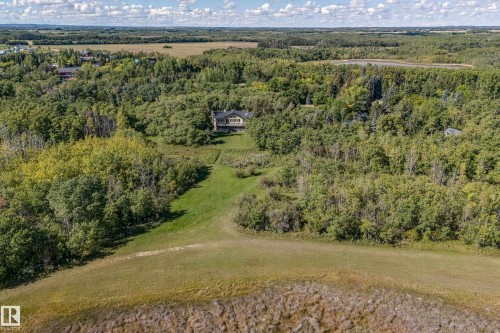 This property is situated on a spacious lot, surrounded by an abundance of mature trees and expansive green spaces - 602 Pheasant Close, Rural Camrose County, AB - Outdoor With View