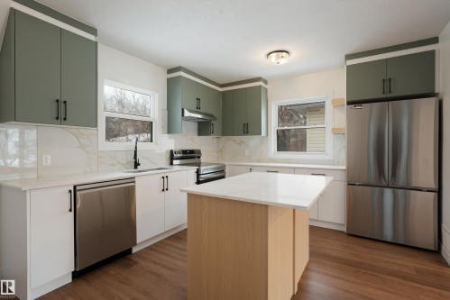 12033 54 Street, Edmonton, AB - Indoor Photo Showing Kitchen With Stainless Steel Kitchen With Upgraded Kitchen