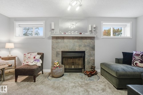 373 Kline Crescent, Edmonton, AB - Indoor Photo Showing Living Room With Fireplace