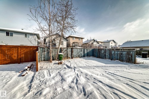 The property features a spacious yard with a wooden fence and mature trees - 1911 36 Avenue, Edmonton, AB - Outdoor