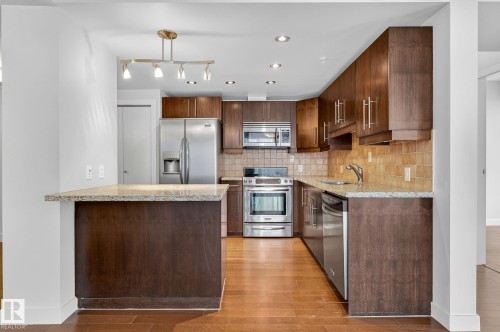 203 10046 117 Street, Edmonton, AB - Indoor Photo Showing Kitchen With Upgraded Kitchen