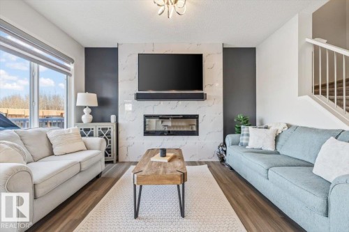 17616 124 Street, Edmonton, AB - Indoor Photo Showing Living Room With Fireplace