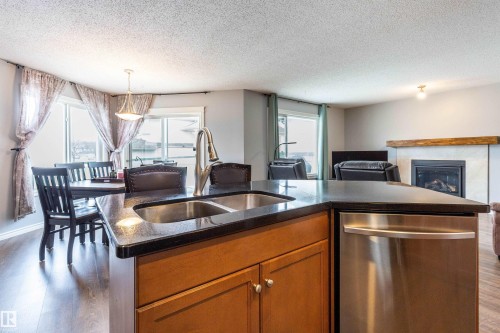 20515 92 Avenue, Edmonton, AB - Indoor Photo Showing Kitchen With Fireplace With Double Sink