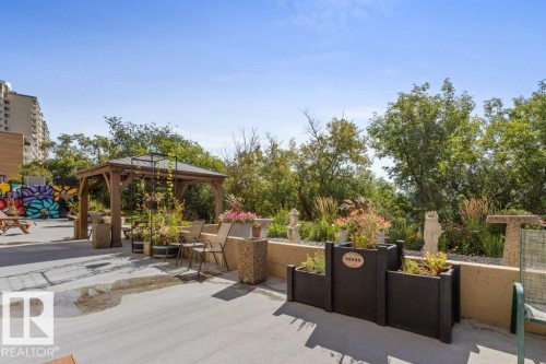 View of patio with a gazebo - 1207 12303 Jasper Avenue, Edmonton, AB - Outdoor With Deck Patio Veranda