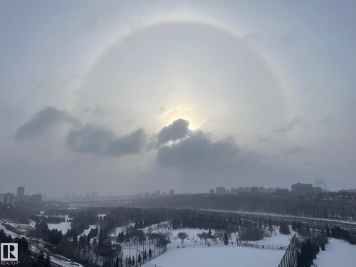 Snowy aerial view featuring a view of city - 1207 12303 Jasper Avenue, Edmonton, AB - Outdoor With View