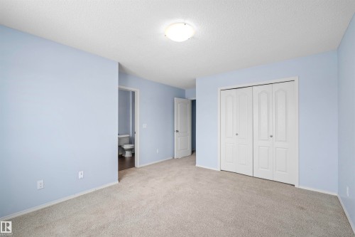 This room features light blue walls, light-colored carpet flooring, and a ceiling-mounted light fixture - 11542 18A Avenue, Edmonton, AB - Indoor