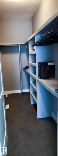 The property offers a closet space featuring built-in shelving and hanging rods - 1781 Melrose Crescent, Edmonton, AB - Indoor