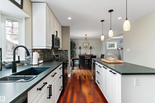 10765 65 Street, Edmonton, AB - Indoor Photo Showing Kitchen With Double Sink With Upgraded Kitchen