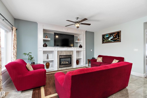 598 Tamarack Road, Edmonton, AB - Indoor Photo Showing Living Room With Fireplace