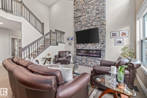 1759 Tanager Close, Edmonton, AB - Indoor Photo Showing Living Room With Fireplace