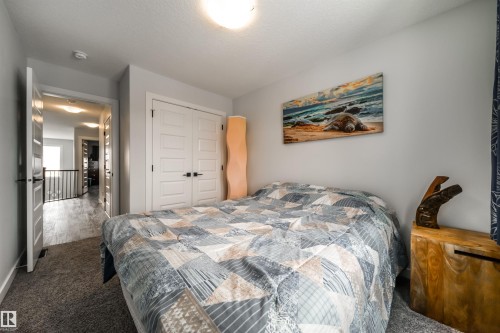 Bedroom featuring grey carpet, white paneled doors, and a ceiling light fixture - 3514 49 Avenue, Beaumont, AB - Indoor Photo Showing Bedroom