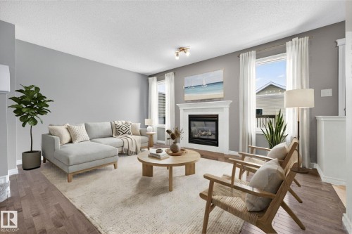 21406 94A Avenue, Edmonton, AB - Indoor Photo Showing Living Room With Fireplace