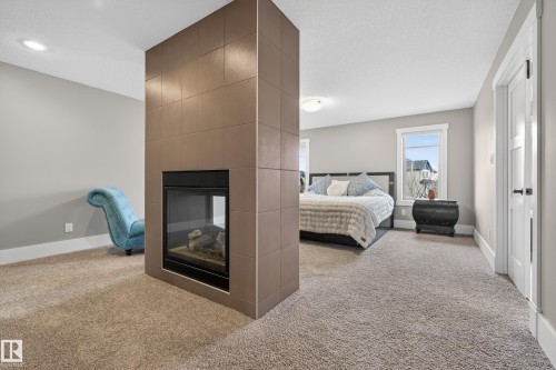 2003 Ainslie Link Link, Edmonton, AB - Indoor Photo Showing Bedroom With Fireplace