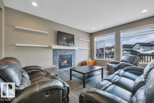1844 56 Street, Edmonton, AB - Indoor Photo Showing Living Room With Fireplace