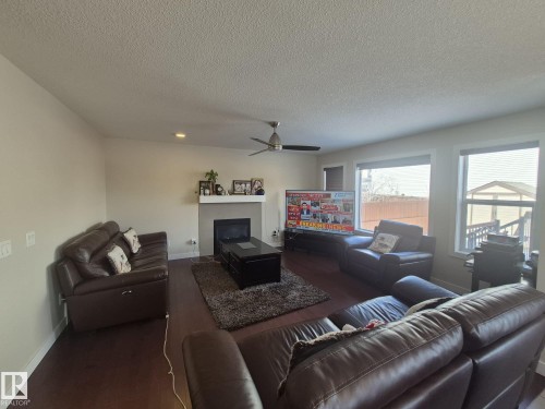 3308 18B Avenue, Edmonton, AB - Indoor Photo Showing Living Room With Fireplace