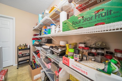 This room features extensive wire shelving providing generous storage solutions, complemented by a light-colored wall and a light-colored floor - 8932 175 Avenue, Edmonton, AB - Indoor With Storage