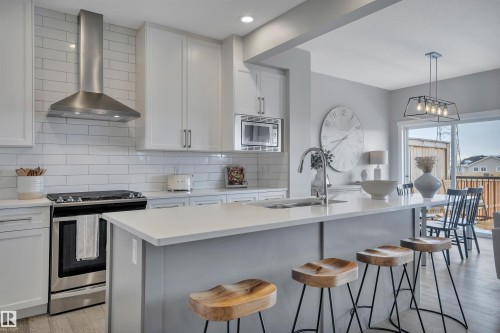 7490 Creighton Place, Edmonton, AB - Indoor Photo Showing Kitchen With Stainless Steel Kitchen With Upgraded Kitchen
