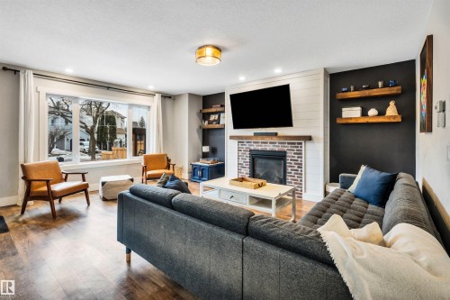 10430 148 Street, Edmonton, AB - Indoor Photo Showing Living Room With Fireplace