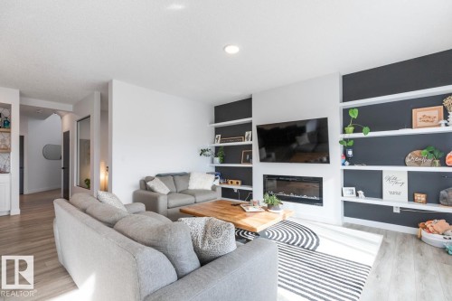 19147 22 Avenue, Edmonton, AB - Indoor Photo Showing Living Room With Fireplace