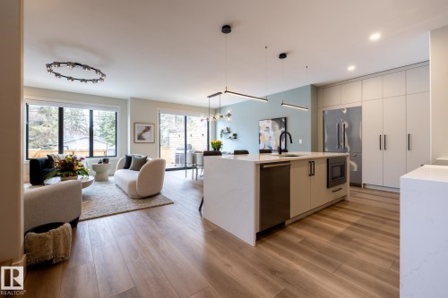 9503 142 Street, Edmonton, AB - Indoor Photo Showing Living Room With Fireplace