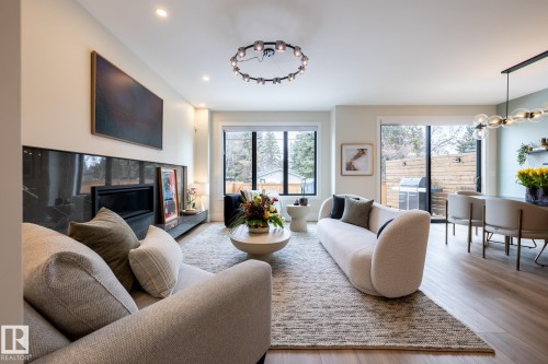 9503 142 Street, Edmonton, AB - Indoor Photo Showing Living Room With Fireplace