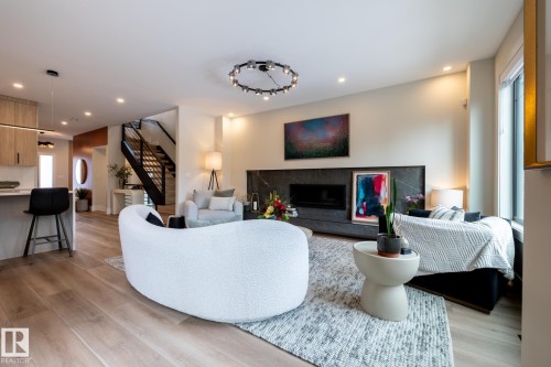 9503 142 Street, Edmonton, AB - Indoor Photo Showing Living Room With Fireplace
