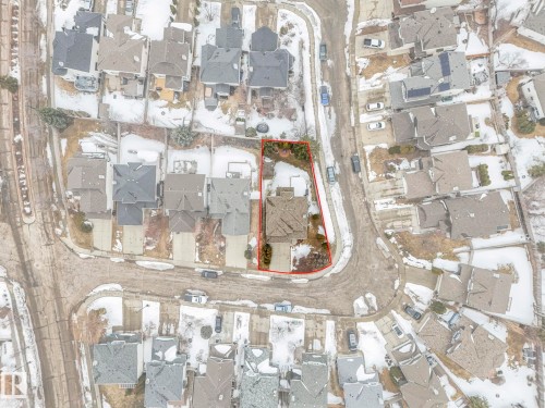 Aerial view of the property, showcasing its position within the surrounding neighborhood - 11704 11 Avenue, Edmonton, AB - Other