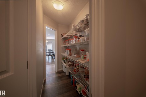 The property features a pantry with wire shelving, offering efficient storage solutions - 2132 52 St, Edmonton, AB - Indoor
