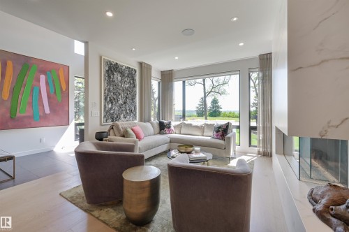 13508 Ravine Drive, Edmonton, AB - Indoor Photo Showing Living Room With Fireplace