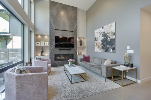 13508 Ravine Drive, Edmonton, AB - Indoor Photo Showing Living Room With Fireplace