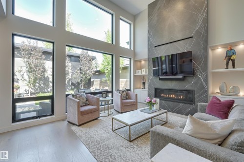 13508 Ravine Drive, Edmonton, AB - Indoor Photo Showing Living Room With Fireplace
