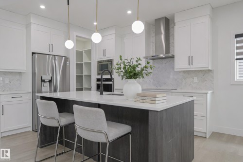 7446 Colonel Mewburn Road, Edmonton, AB - Indoor Photo Showing Kitchen With Upgraded Kitchen