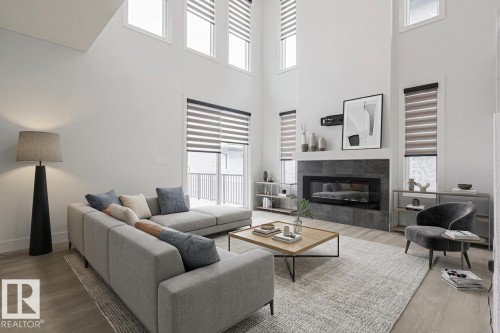 7446 Colonel Mewburn Road, Edmonton, AB - Indoor Photo Showing Living Room With Fireplace