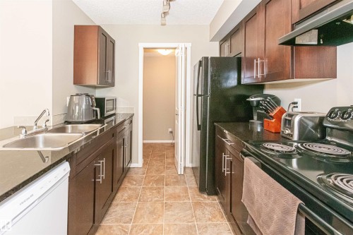 215 5816 Mullen Place, Edmonton, AB - Indoor Photo Showing Kitchen With Double Sink
