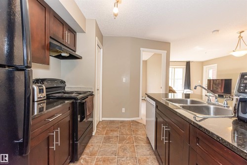 215 5816 Mullen Place, Edmonton, AB - Indoor Photo Showing Kitchen With Double Sink