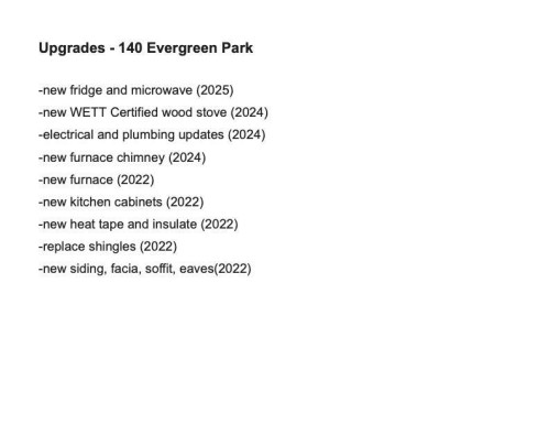 Property Improvement Log. Listing historical property enhancements and their completion dates - 140 Evergreen Park Nw, Edmonton, AB - Other