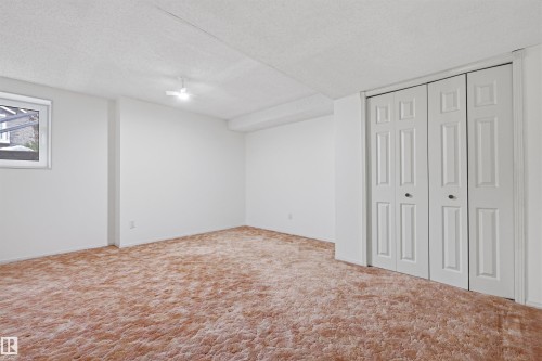 This room features a window providing natural light, a neutral color palette on the walls, and bi-fold doors - 131 Walsh Crescent, Edmonton, AB - Indoor Photo Showing Other Room