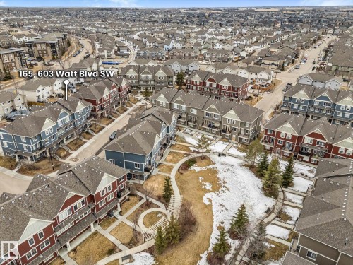 Aerial view of the property and its surrounding neighbourhood, featuring a mix of residential structures - 165 603 Watt Boulevard, Edmonton, AB -  With View