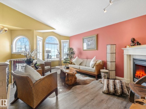 16412 61 Street, Edmonton, AB - Indoor Photo Showing Living Room With Fireplace